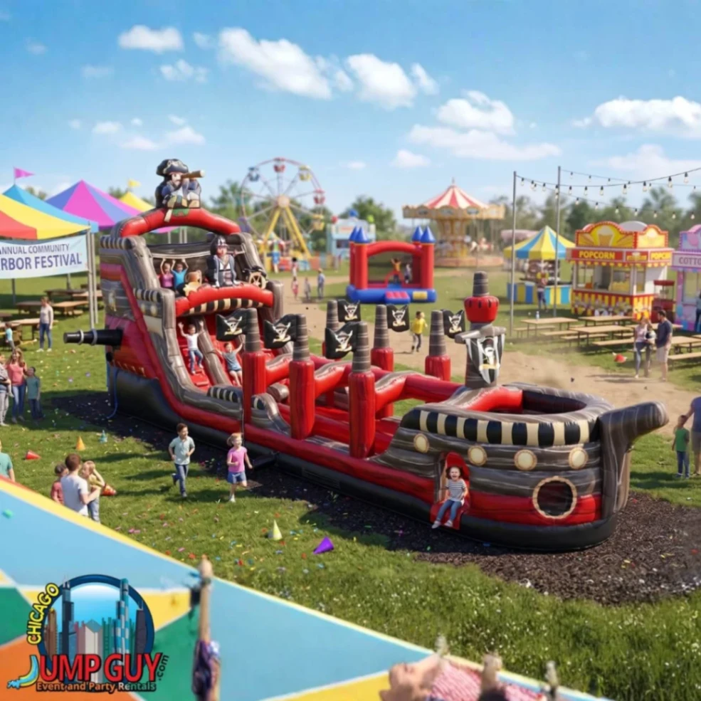 22ft Black Pearl Dual Lane Pirate Water Slide Rental in Lombard IL