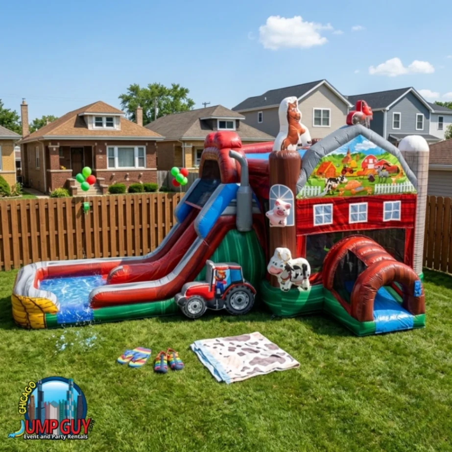 Barnyard Farm Bounce Slide Combo Wet Rental in Lombard IL