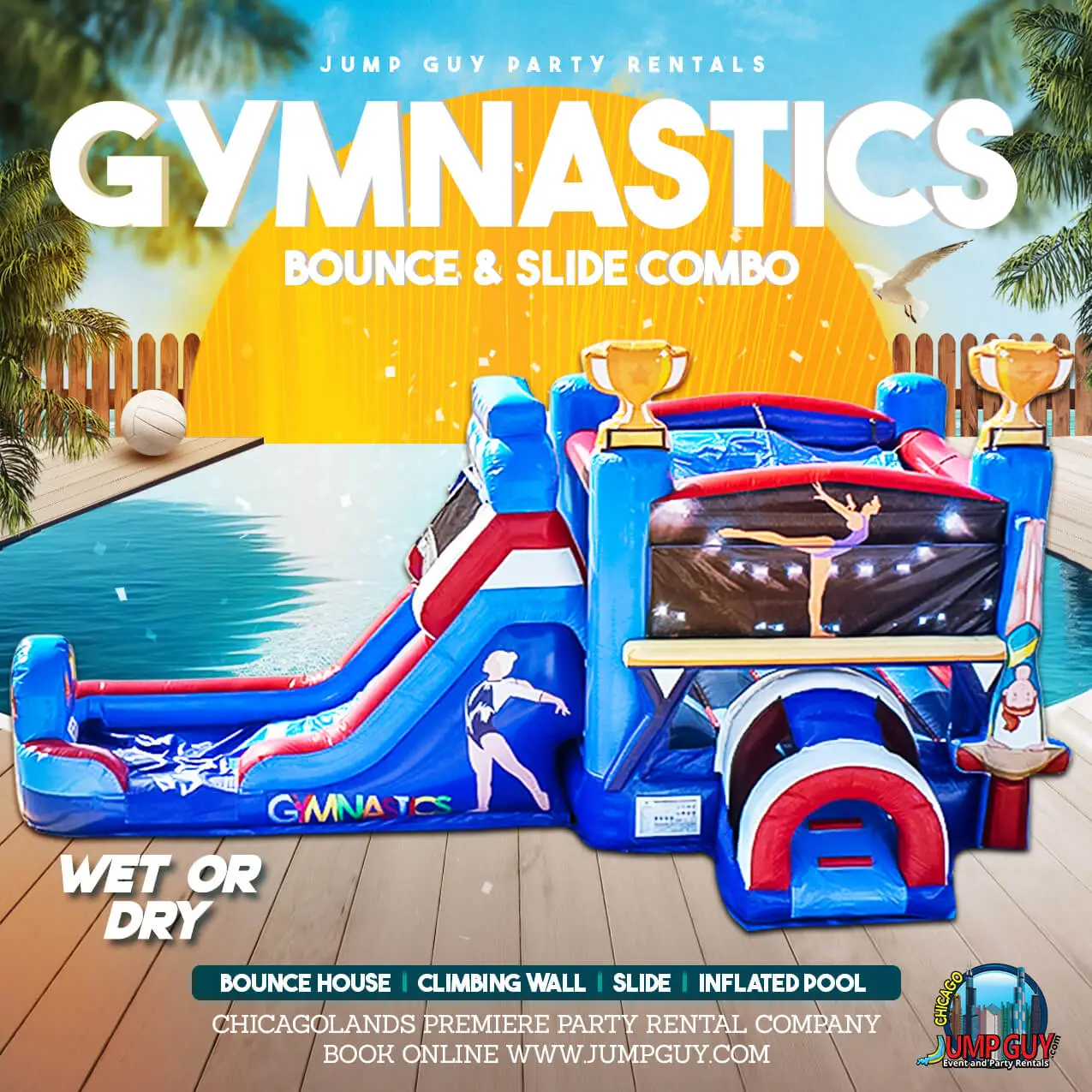Gymnastics Bounce House Slide rental for Lombard IL events in ZIP codes 60148 and 60137