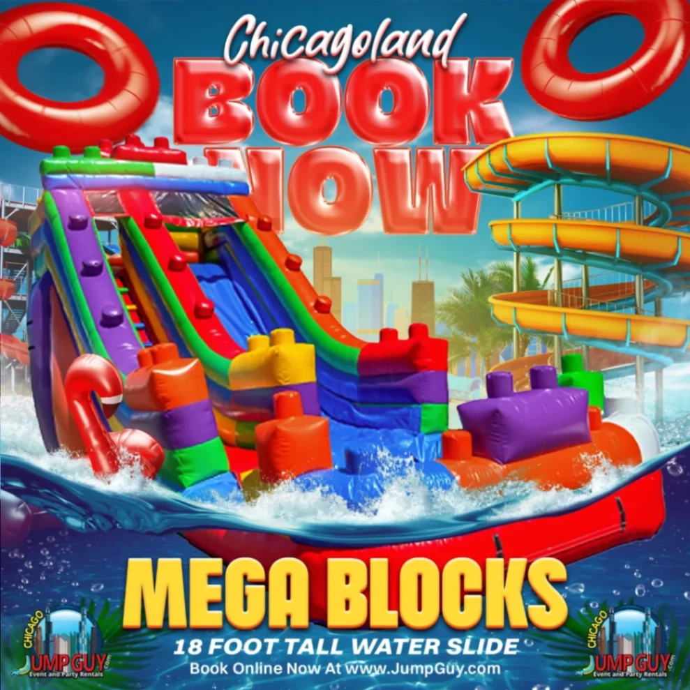 Mega Blocks 18ft Water Slide Rental in Lombard IL