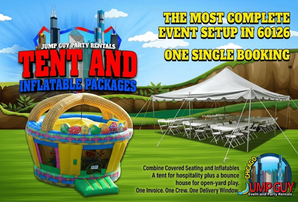 Tent And Inflatable Package Grid rental for Lombard IL events in ZIP codes 60148 and 60137