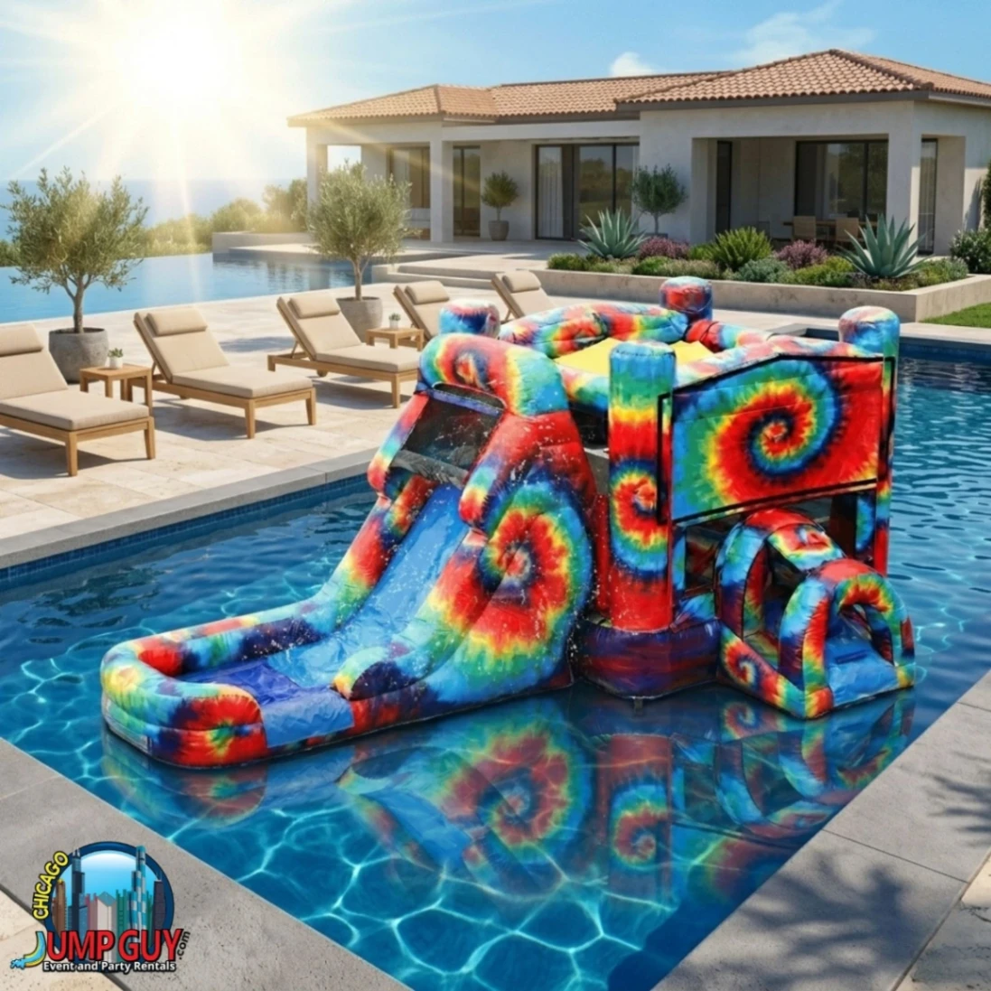 Tie Dye Bounce Slide Wet rental for Lombard IL events in ZIP codes 60148 and 60137